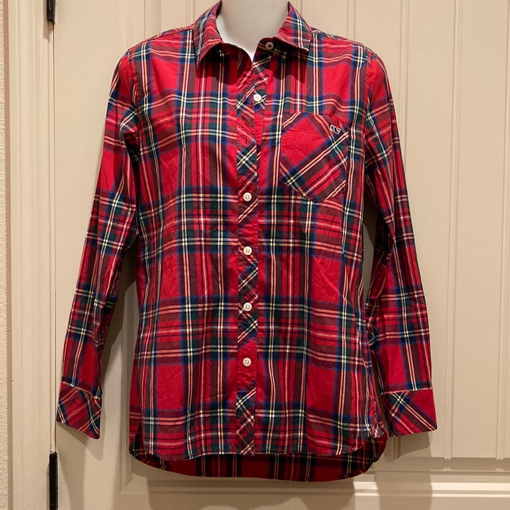 Vineyard Vines Women’s Size 00/XXS Plaid Weekend Shirt Button Down Long Sleeves